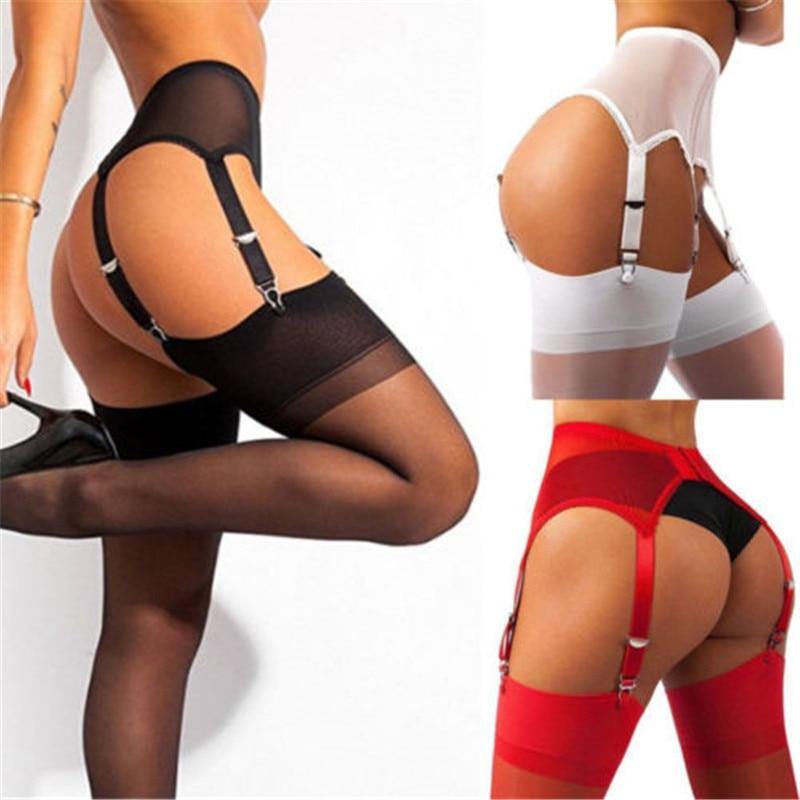 Mesh Garter Belt Stockings 6 Metal Buckles Straps | Fashionsarah.com