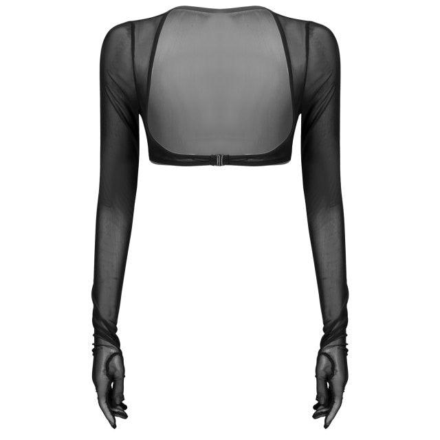 Fashionsarah.com Mesh Crop Tops with Gloves