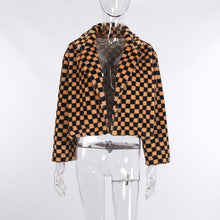 Load image into Gallery viewer, Checkerboard Fluffy Coat - Fashionsarah.com