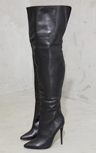 High Loose Leather Boots - Fashionsarah.com