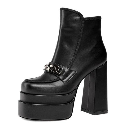 Thick Platform Leather Boots | Fashionsarah.com