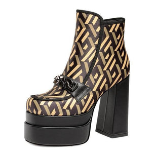 Thick Platform Leather Boots - Fashionsarah.com