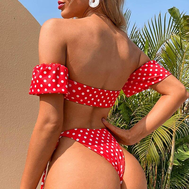 Dot Off Shoulder Bikini | Fashionsarah.com
