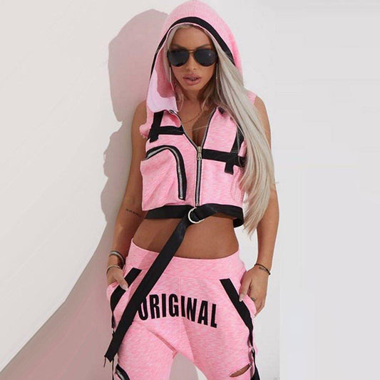 Pink Vest & Hole Pants Suits | Fashionsarah.com