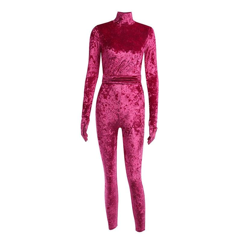 Fashionsarah.com Velvet Bodycon Jumpsuit
