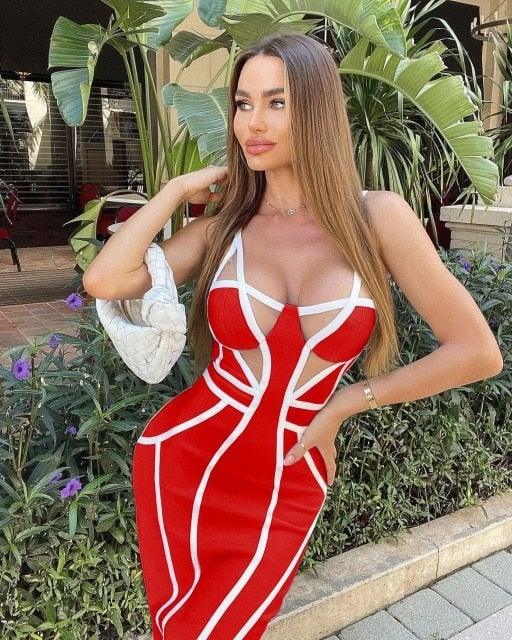Fashionsarah.com Midi Bandage Striped Dress
