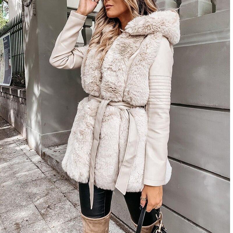 Elegant Tie Belt Leather Coats | Fashionsarah.com