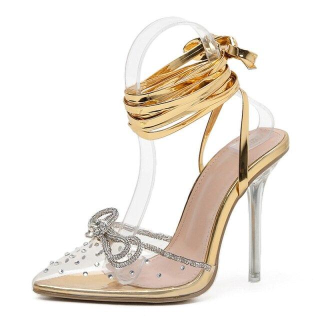 Crystal Butterfly-Knot Cross-tied Heels | Fashionsarah.com