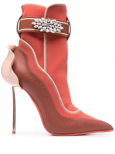 Crystal Flower Suede heeled Boots | Fashionsarah.com