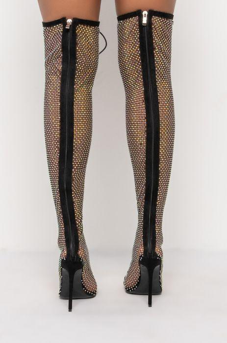 Fashionsarah.com Over-The-Knee Crystal Cross tied Boots