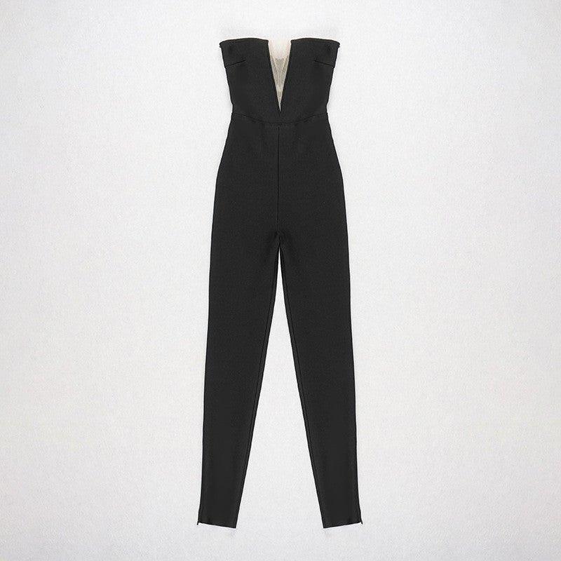 V Neck Bandage Jumpsuit | Fashionsarah.com