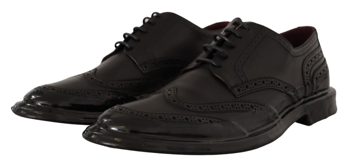 Dolce & Gabbana Black Leather Oxford Wingtip Formal Derby Shoes | Fashionsarah.com