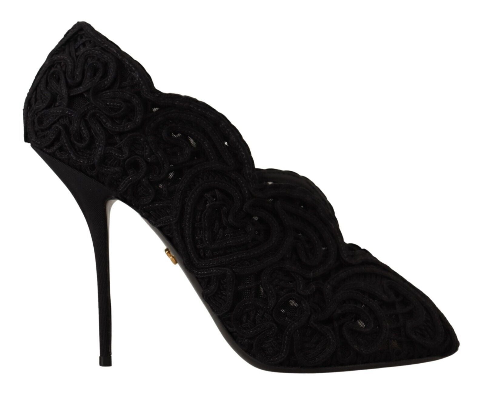 Dolce & Gabbana Black Cordonetto Ricamo Pump Open Toe Shoes | Fashionsarah.com