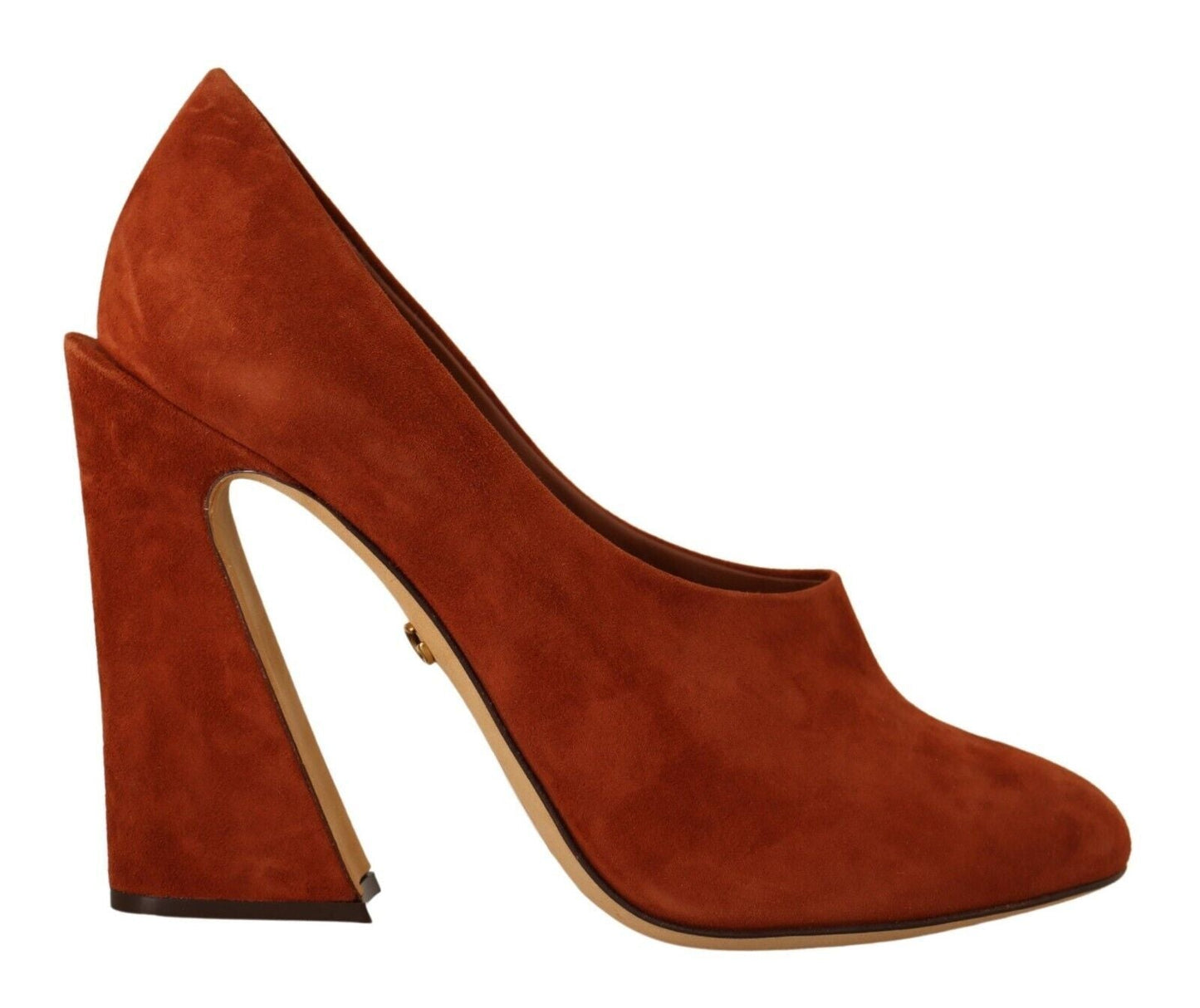 Dolce & Gabbana Brown Suede Leather Block Heels Pumps Shoes | Fashionsarah.com