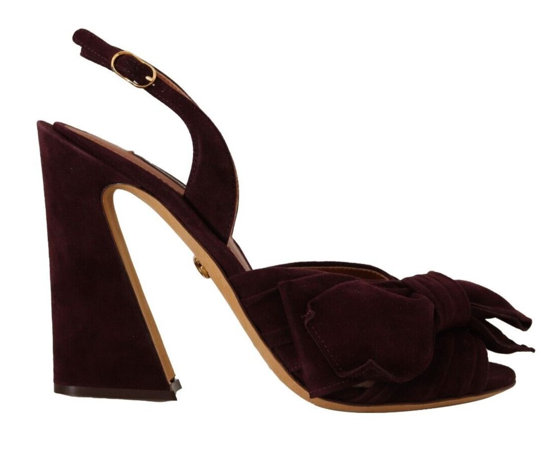 Fashionsarah.com Fashionsarah.com Dolce & Gabbana Dark Purple Suede Ankle Strap Sandals Shoes