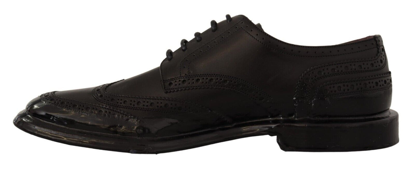 Dolce & Gabbana Black Leather Oxford Wingtip Formal Derby Shoes | Fashionsarah.com