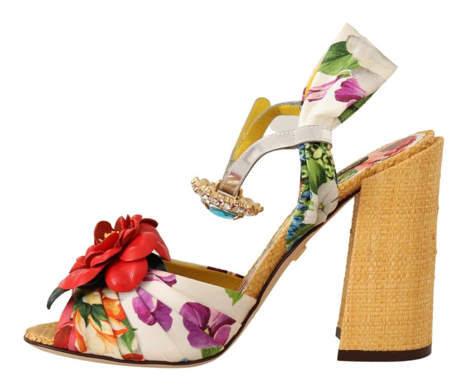 Fashionsarah.com Fashionsarah.com Dolce & Gabbana Multicolor Crystal Keira Sandals Silk Shoes