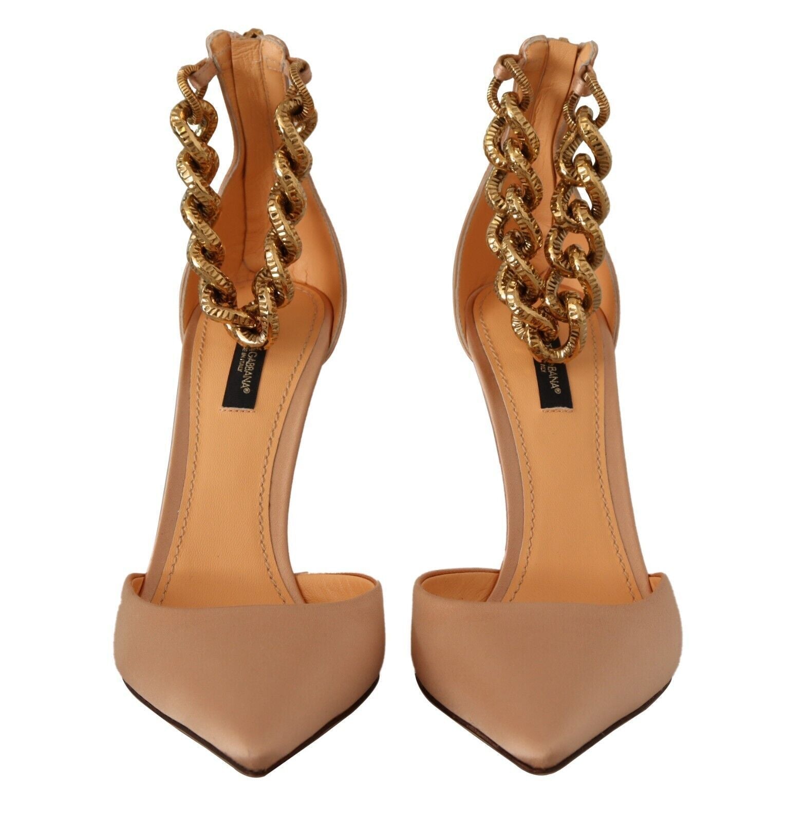 Dolce & Gabbana Beige Ankle Chain Strap High Heels | Fashionsarah.com