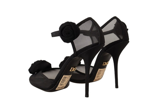 Fashionsarah.com Fashionsarah.com Dolce & Gabbana Black Mesh Ankle Strap High Heels Pumps Shoes