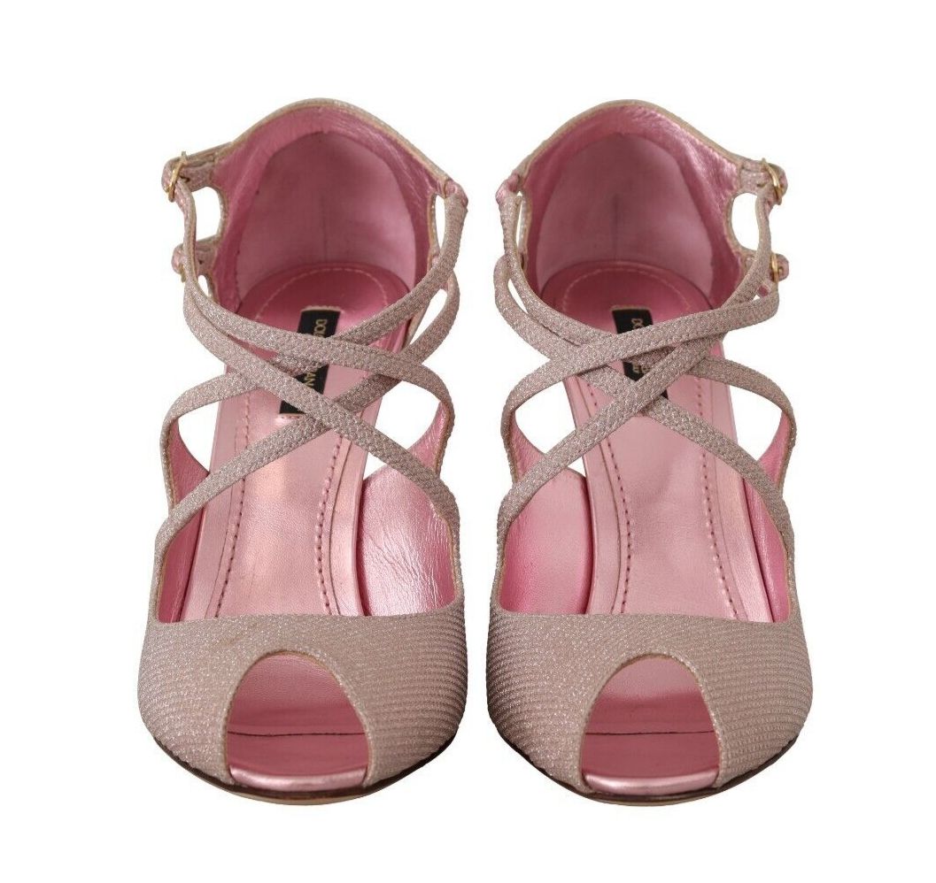 Fashionsarah.com Fashionsarah.com Dolce & Gabbana Pink Glittered Strappy Heels Sandals Shoes