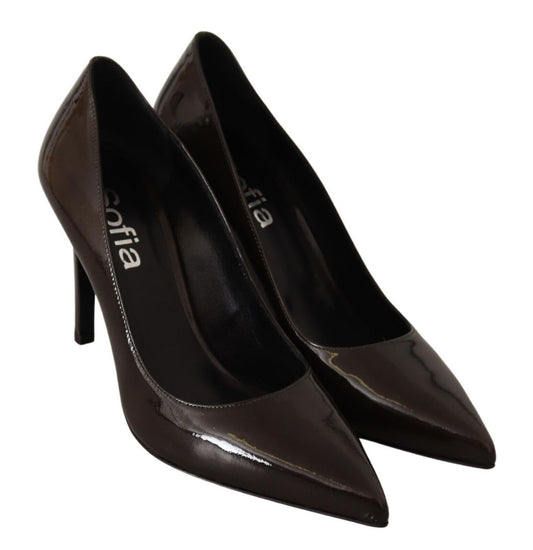 Sofia Brown Patent Leather Stiletto Heels | Fashionsarah.com