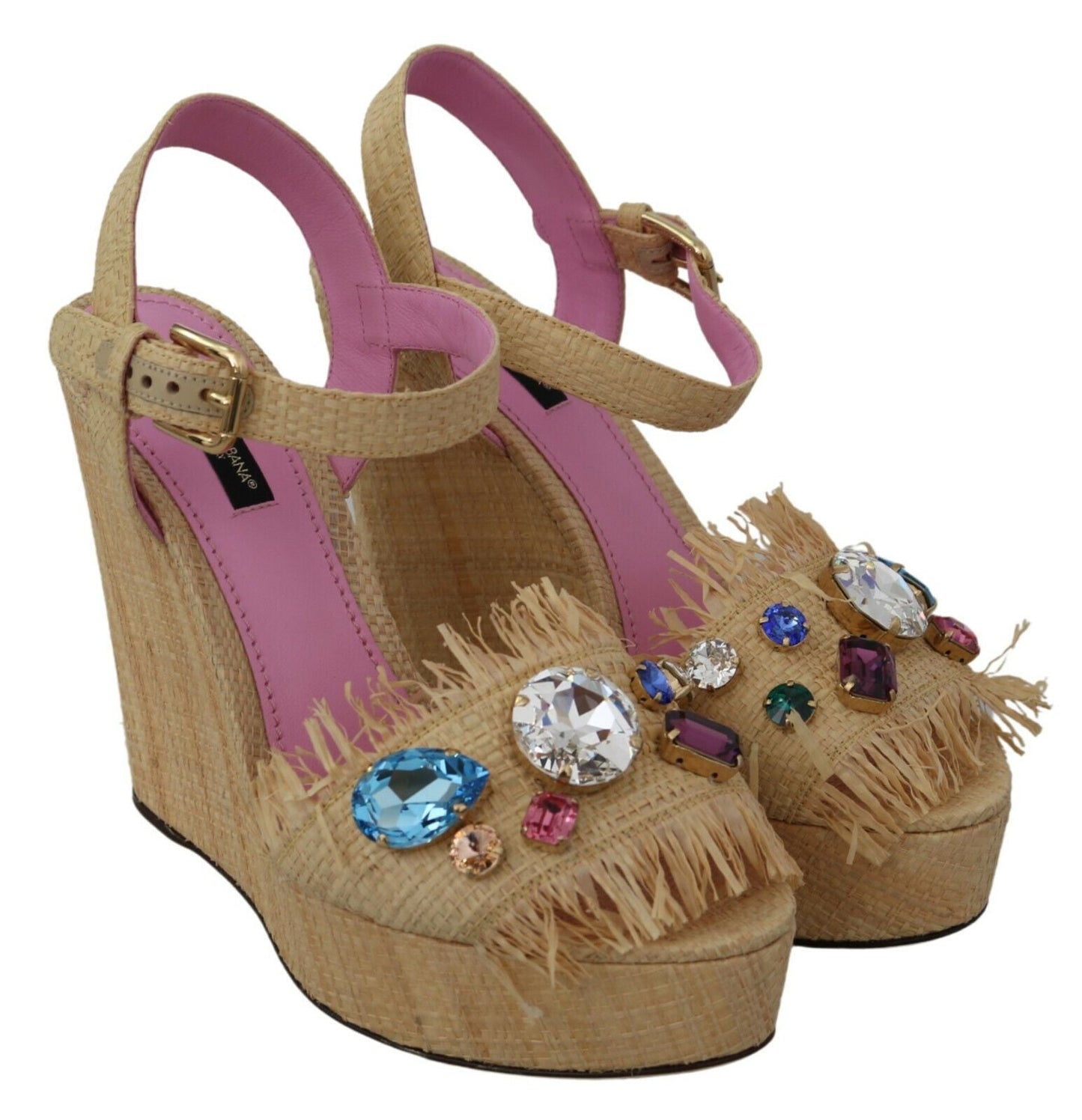 Fashionsarah.com Fashionsarah.com Dolce & Gabbana Beige Rhinestones Wedge Heel Sandals Shoes