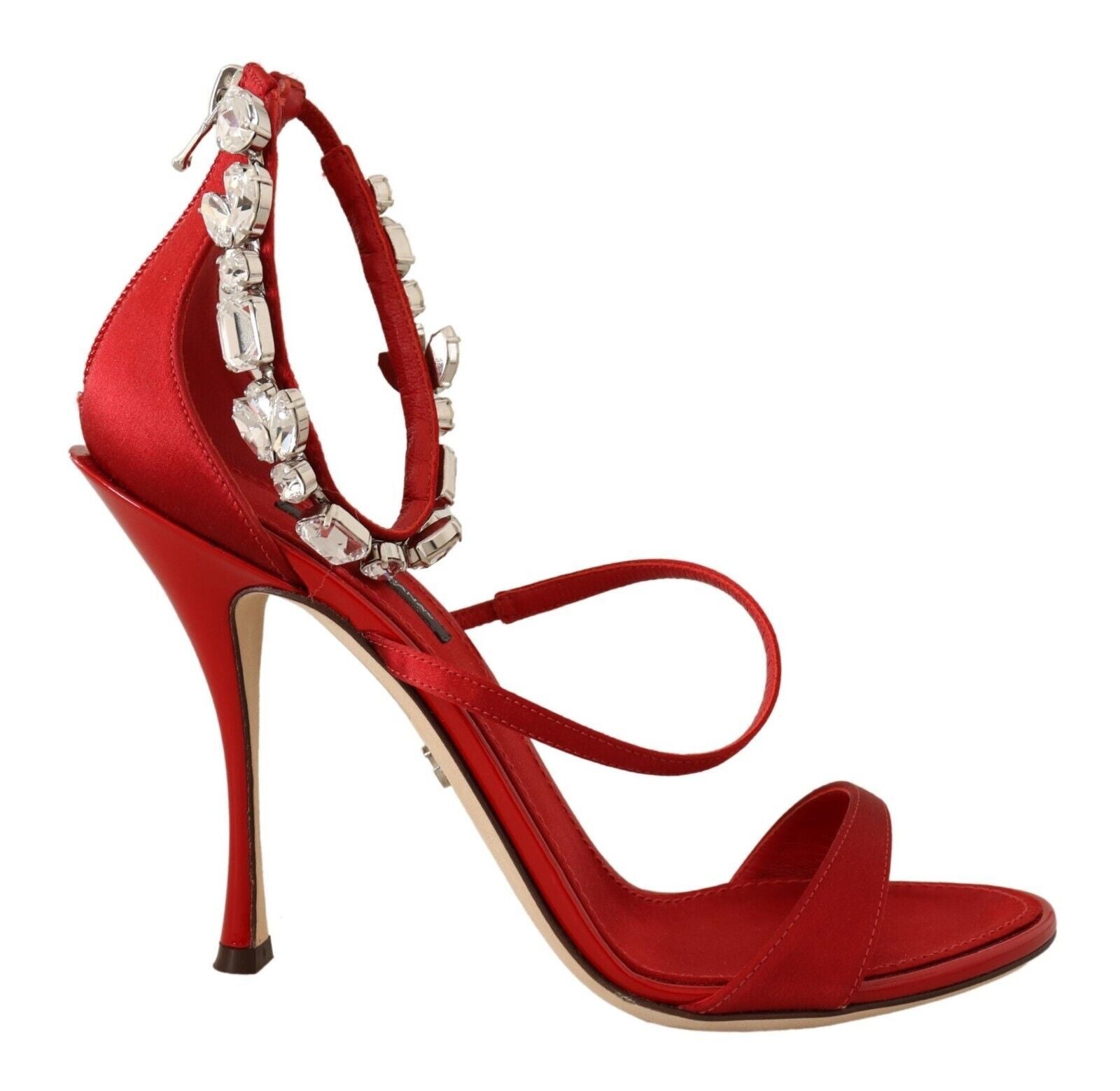 Fashionsarah.com Fashionsarah.com Dolce & Gabbana Red Satin Crystals Sandals Keira Heels Shoes