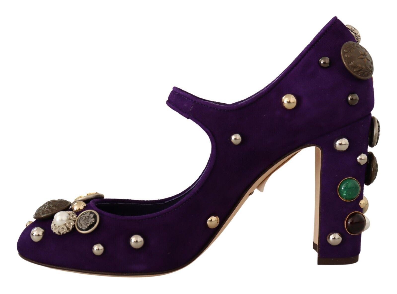 Dolce & Gabbana Purple Suede Embellished Pump Mary Jane Shoes | Fashionsarah.com