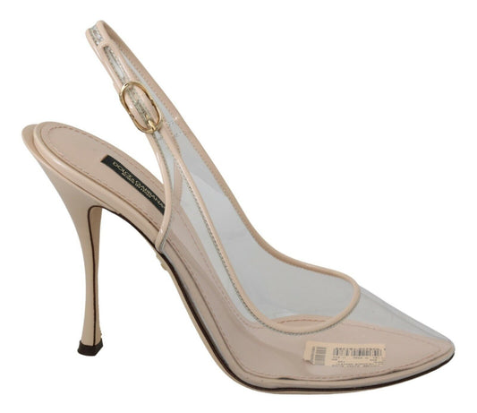 Dolce & Gabbana Slingback PVC Beige Clear High Heels Shoes | Fashionsarah.com