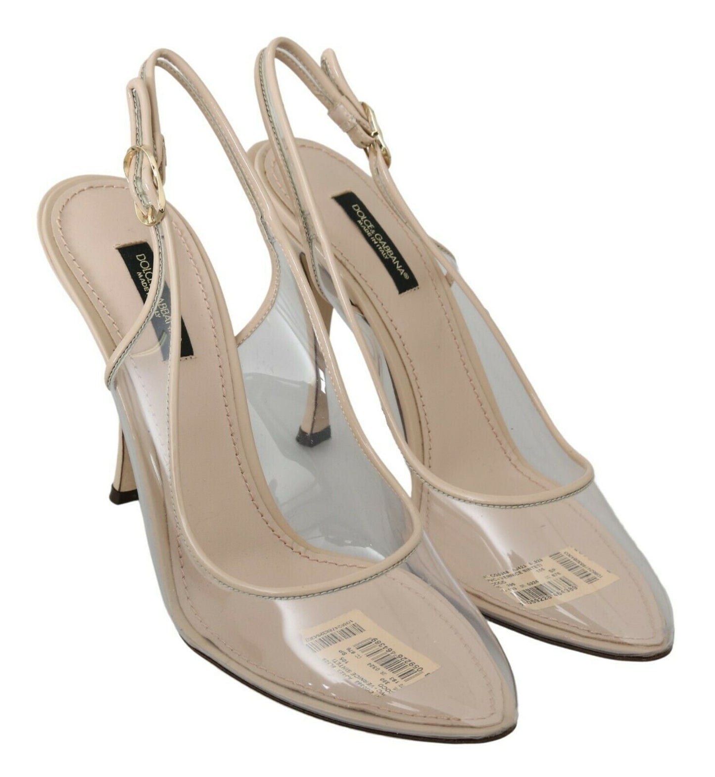 Dolce & Gabbana Slingback PVC Beige Clear High Heels Shoes | Fashionsarah.com