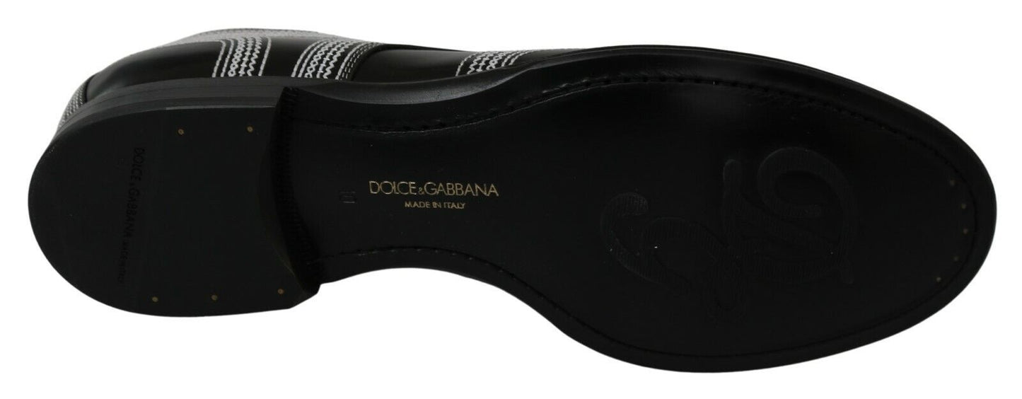 Dolce & Gabbana Black Leather Derby Formal White Lace Shoes | Fashionsarah.com