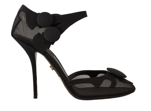 Dolce & Gabbana Black Mesh Ankle Strap Stiletto Pumps Shoes | Fashionsarah.com