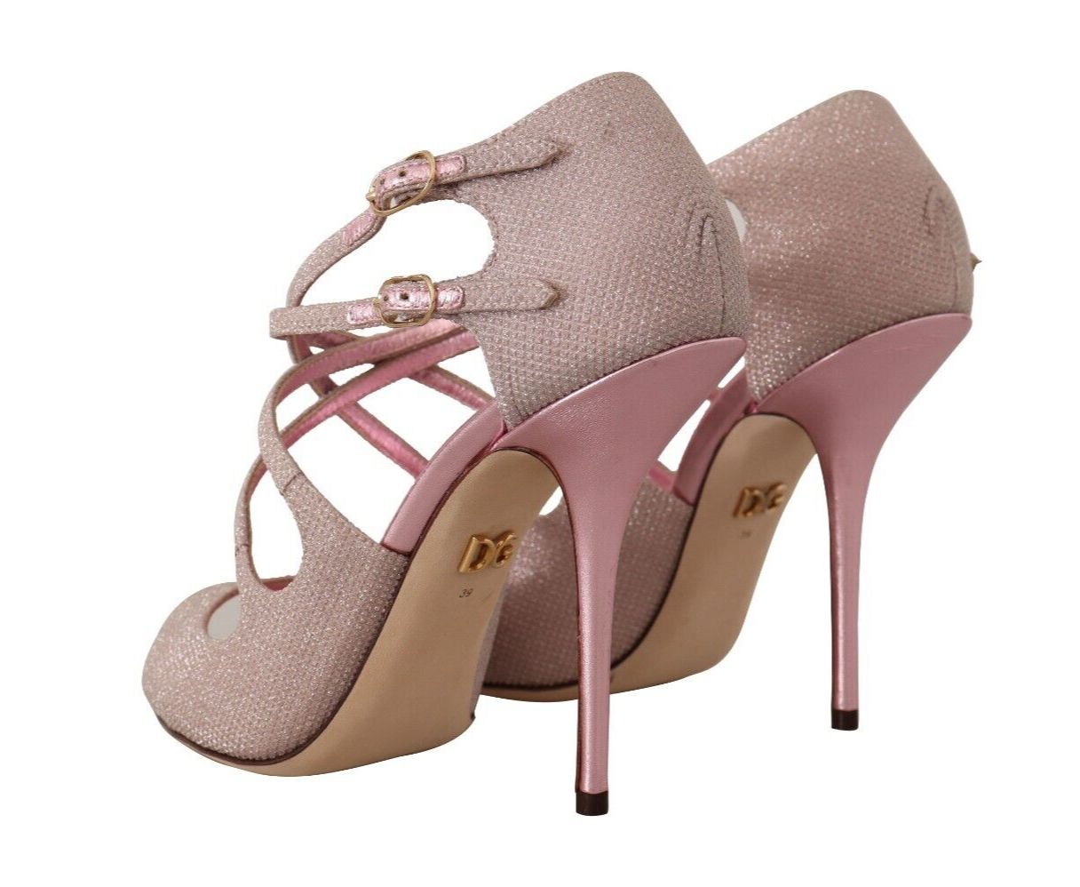 Fashionsarah.com Fashionsarah.com Dolce & Gabbana Pink Glittered Strappy Heels Sandals Shoes