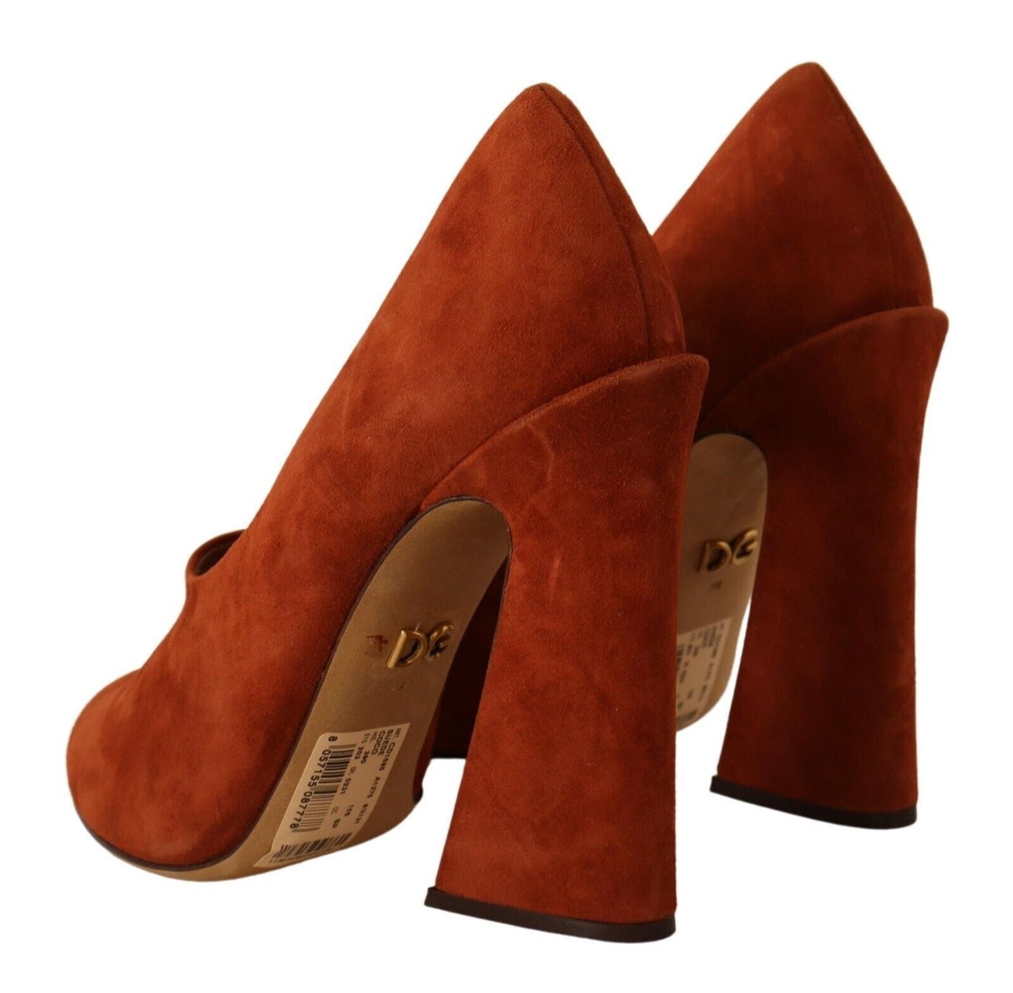 Dolce & Gabbana Brown Suede Leather Block Heels Pumps Shoes | Fashionsarah.com