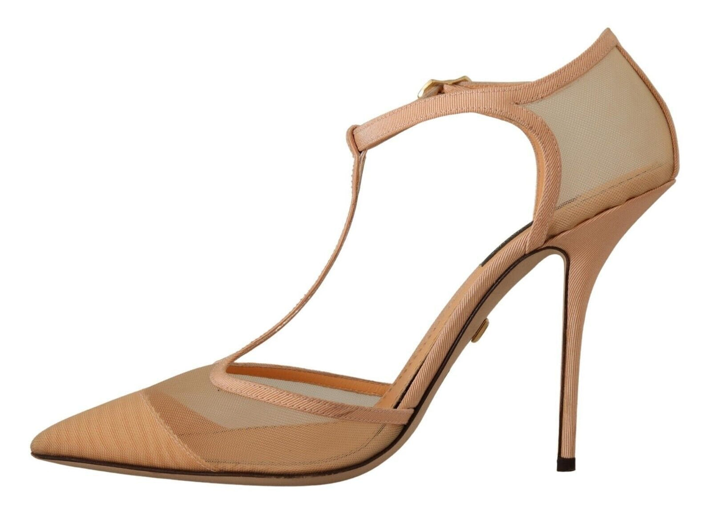 Dolce & Gabbana Beige Mesh T-strap Stiletto Heels | Fashionsarah.com