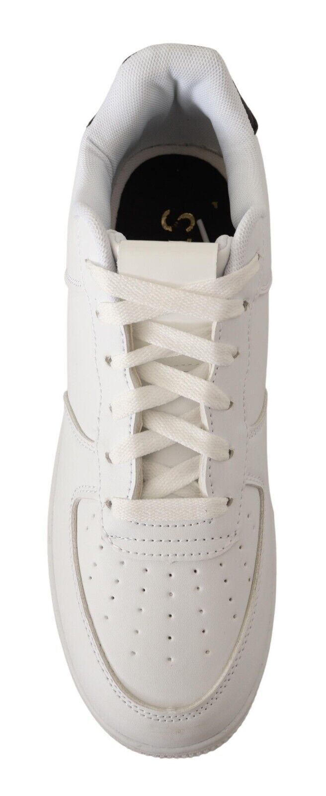 SIGNS White Leather Perforated Lace Up Sneakers Casual Men Shoes | Fashionsarah.com