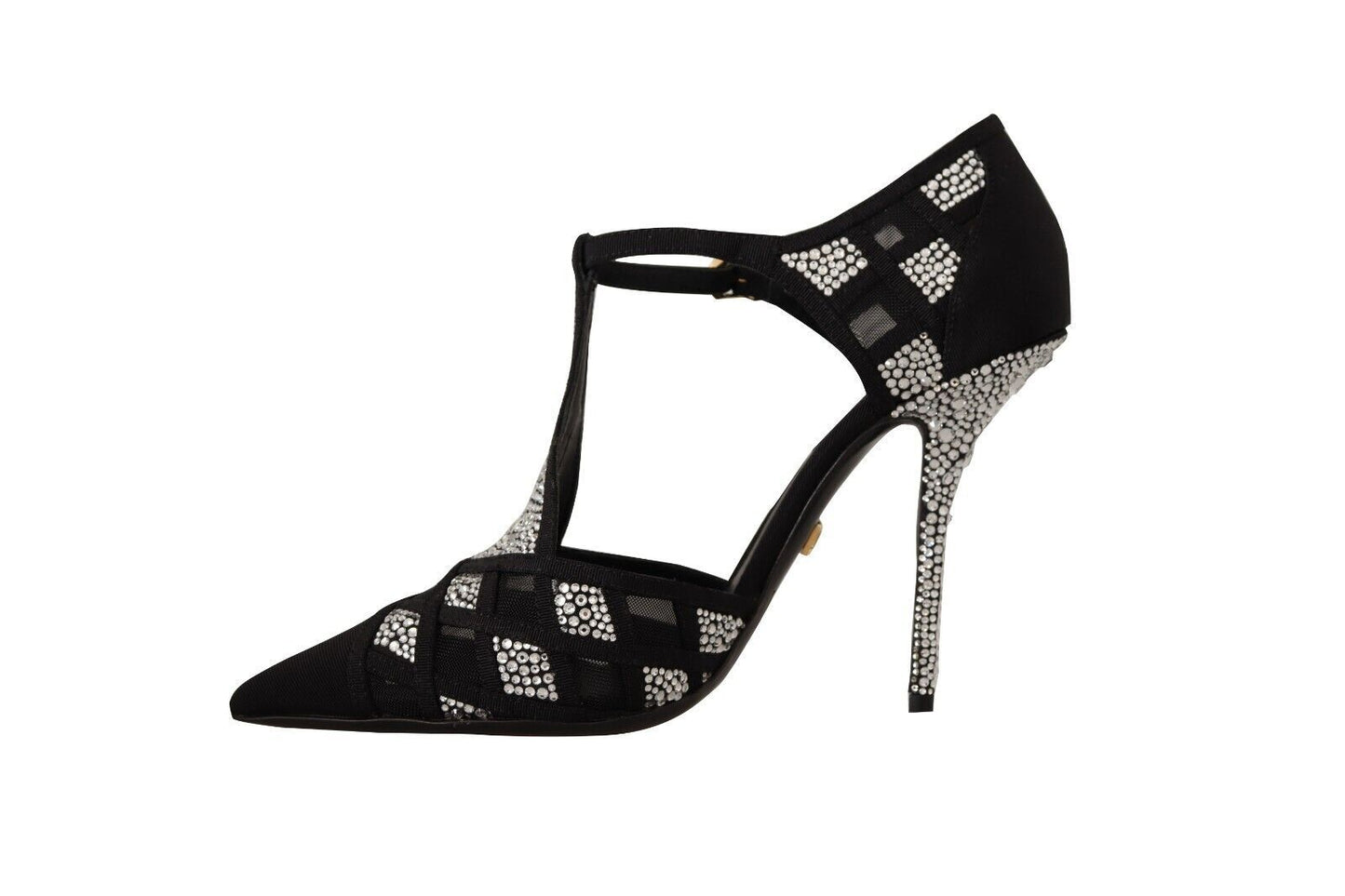 Dolce & Gabbana Black Crystals T-strap Heels | Fashionsarah.com