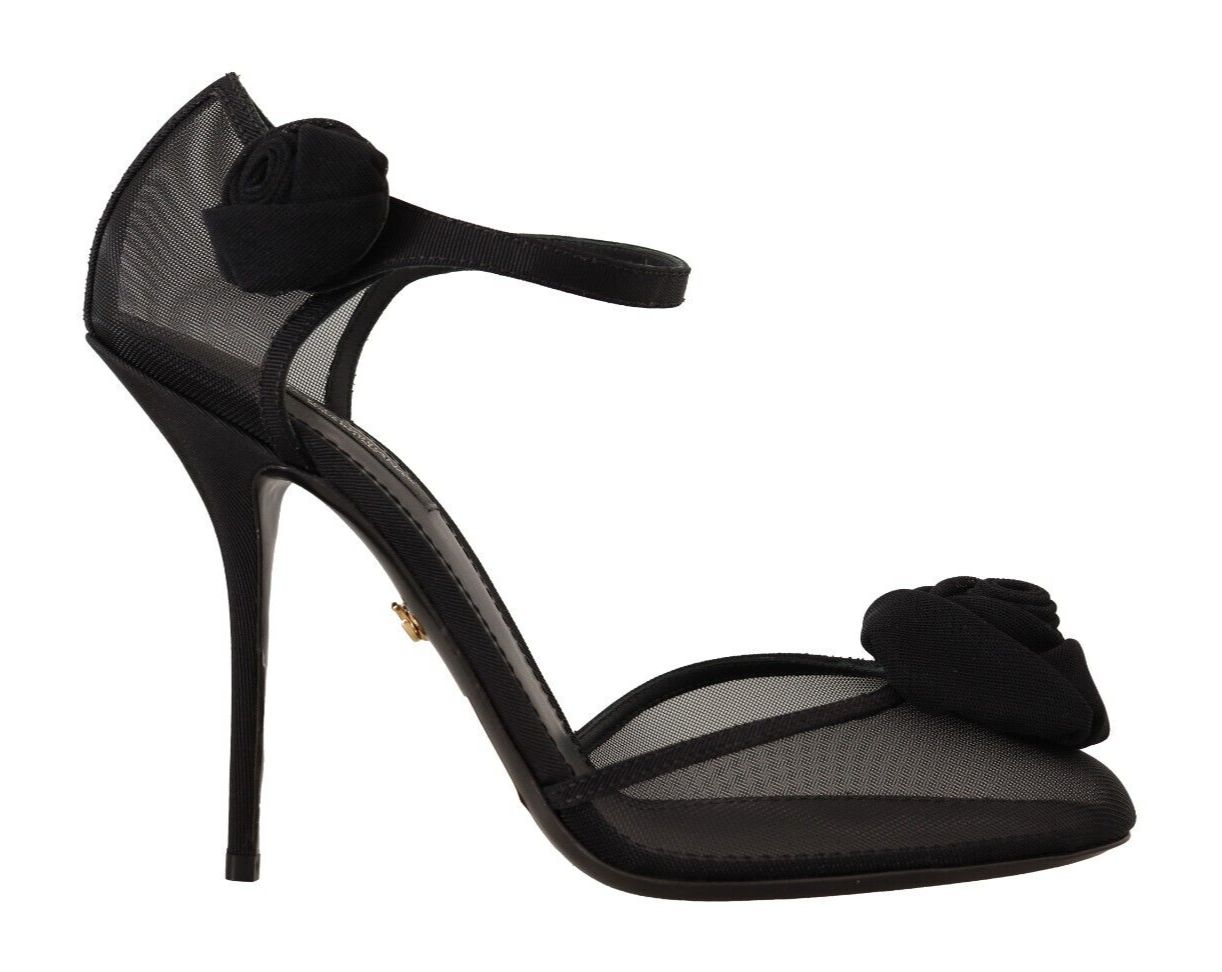 Dolce & Gabbana Black Mesh Ankle Strap High Heels Pumps Shoes | Fashionsarah.com