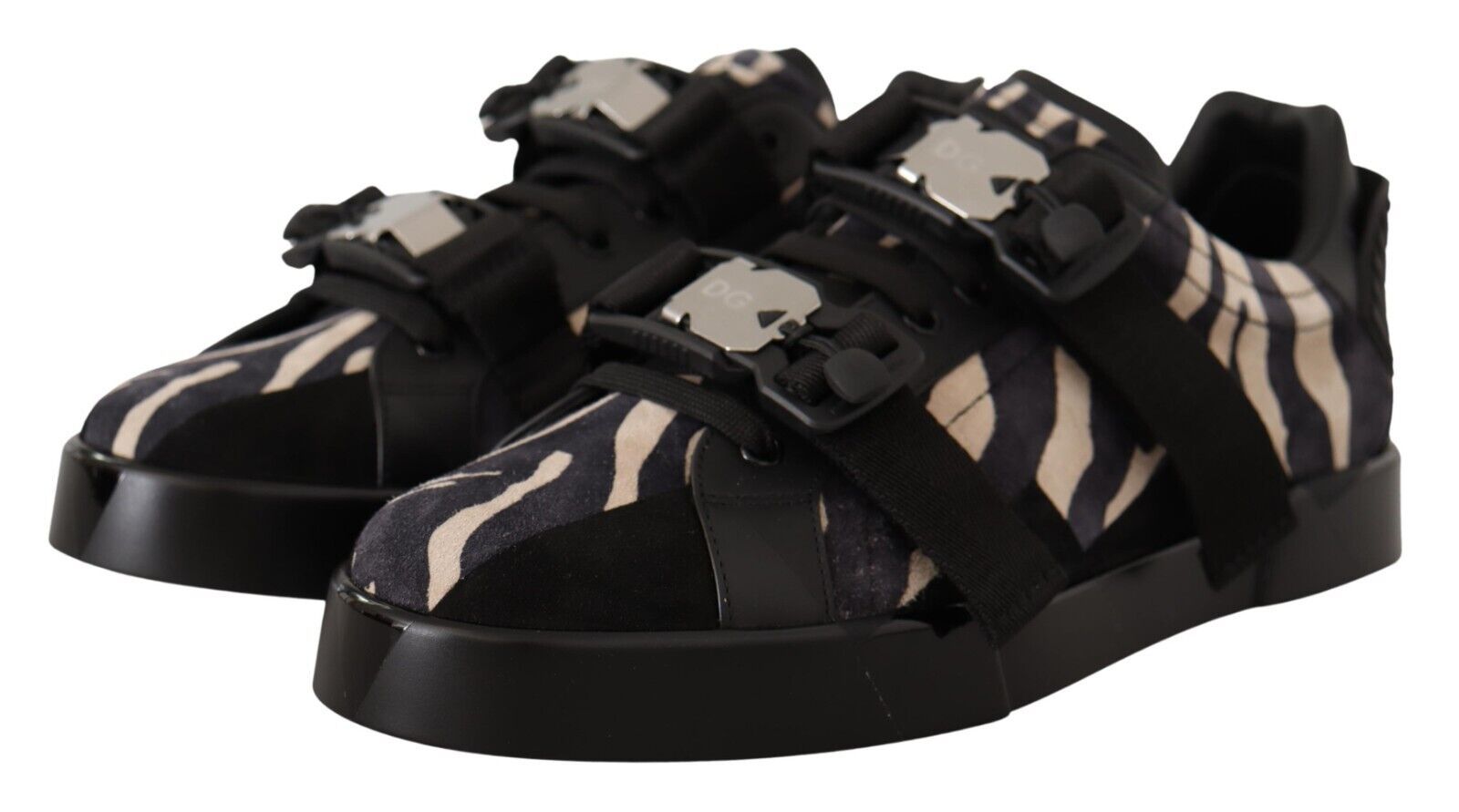 Dolce & Gabbana Black White Zebra Suede Rubber Sneakers Shoes | Fashionsarah.com