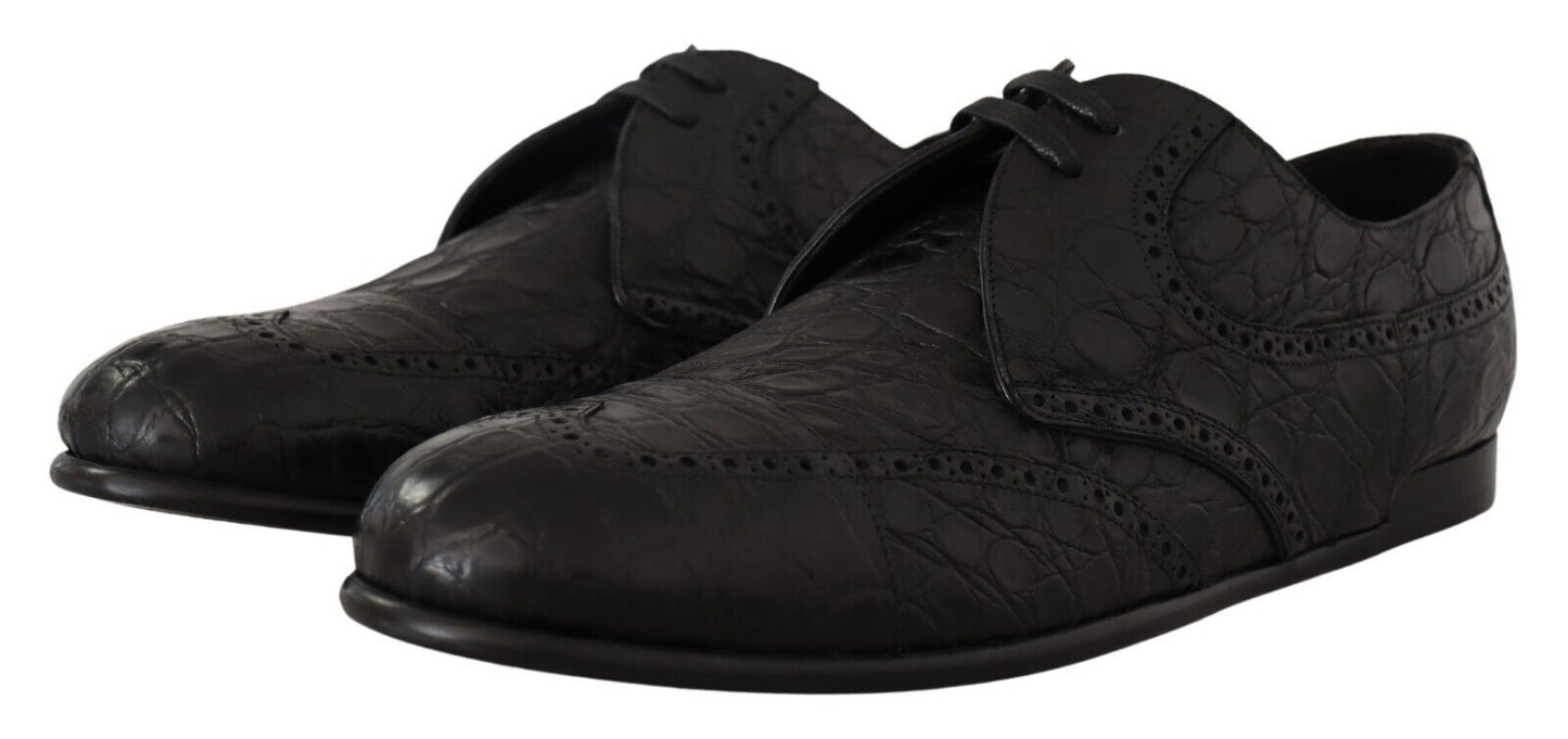 Dolce & Gabbana Black Caiman Leather Mens Derby Shoes | Fashionsarah.com