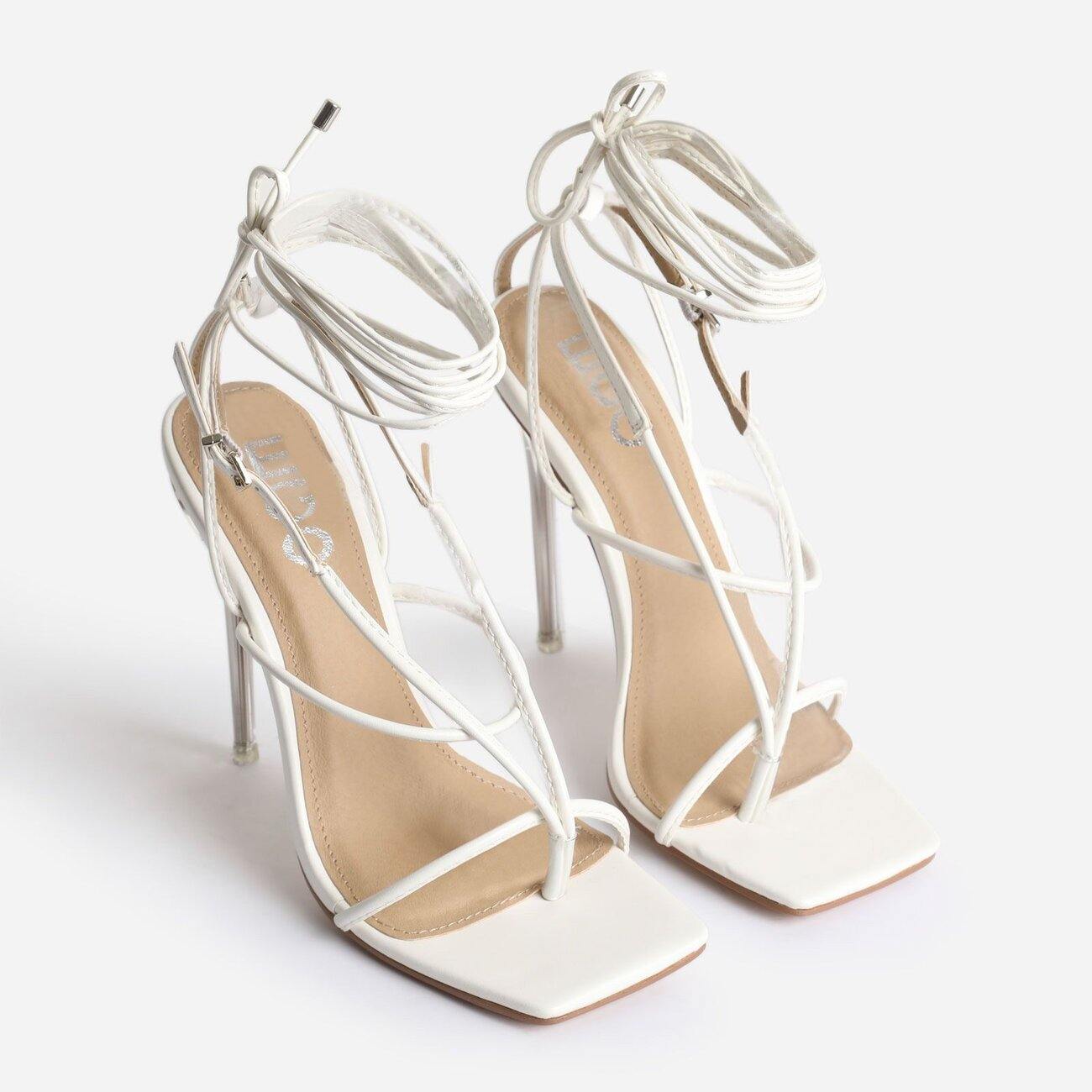 Fashionsarah.com Lace Up Perspex Heels