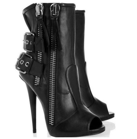 Peep-toe Side Zipper Fashion Boots | Fashionsarah.com