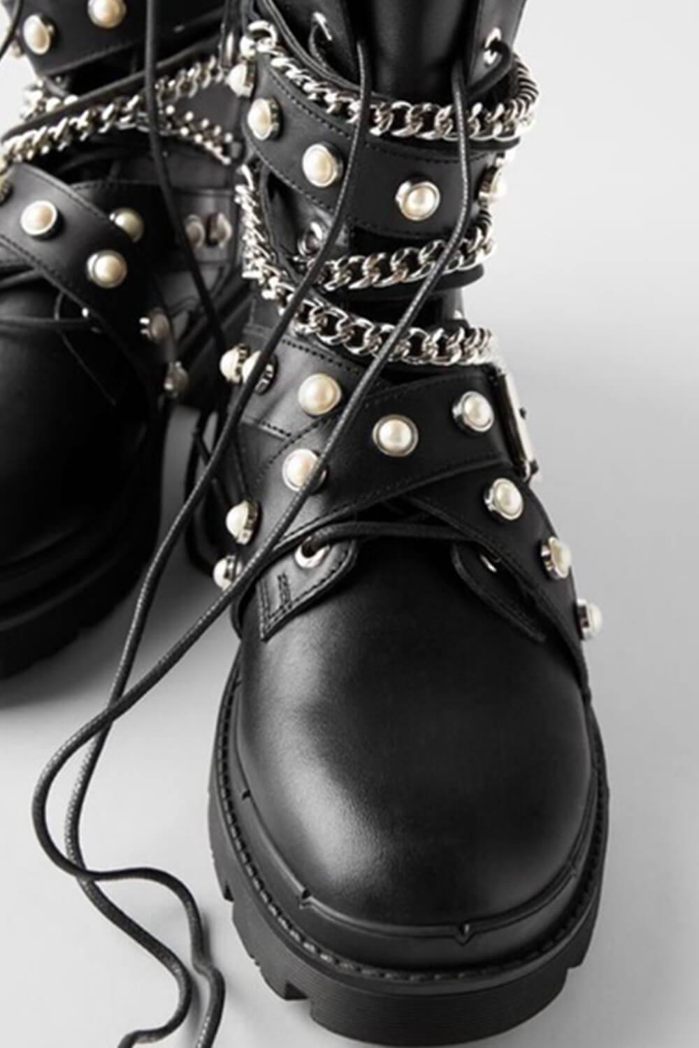 Fashionsarah.com Ankle Boots with Chain and metal detail