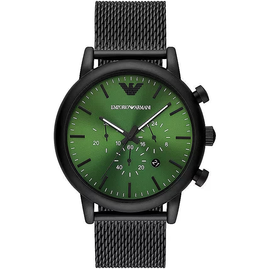 Fashionsarah.com Fashionsarah.com Emporio Armani Black and Green Steel Chronograph Watch