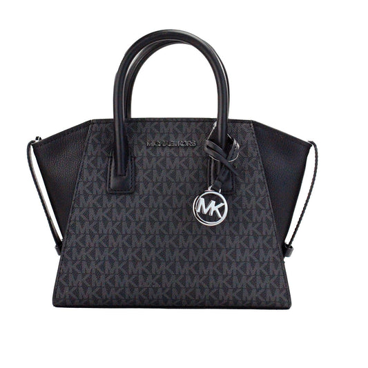 Michael Kors Avril Small Black PVC Leather Top Zip Satchel Crossbody Bag Purse | Fashionsarah.com