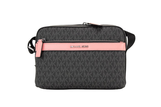 Fashionsarah.com Fashionsarah.com Michael Kors Cooper Small Black Pink Signature PVC Utility Crossbody Bag